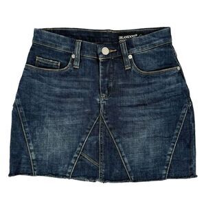 BLANK NYC High Rise Denim Mini Skirt Size 24‎ Cutoff Patchwork Denim Unfaithful